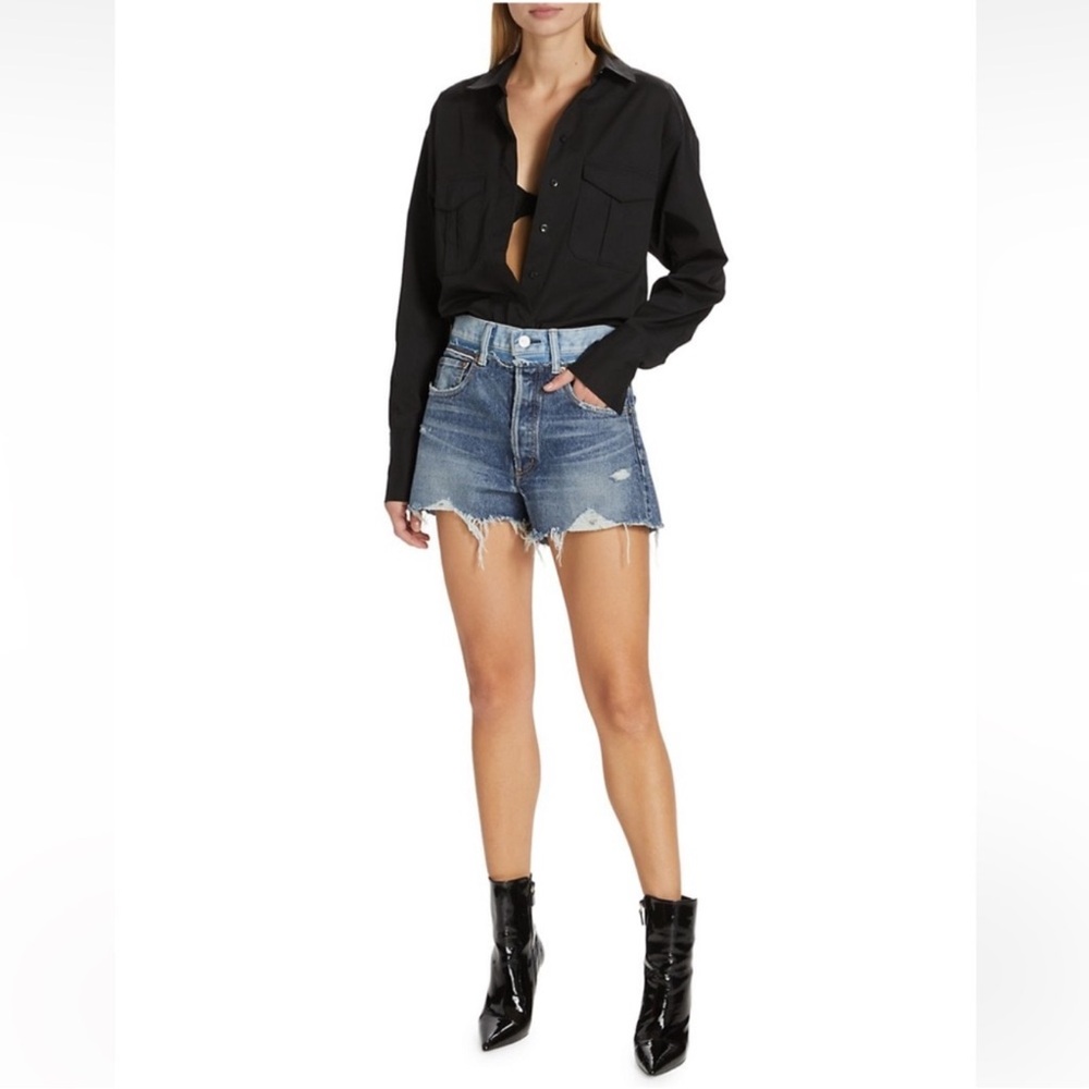 Moussy Vintage MV Lewiston Distressed Denim 100% Cotton Shorts NWT Sz 30 - Picture 3 of 14